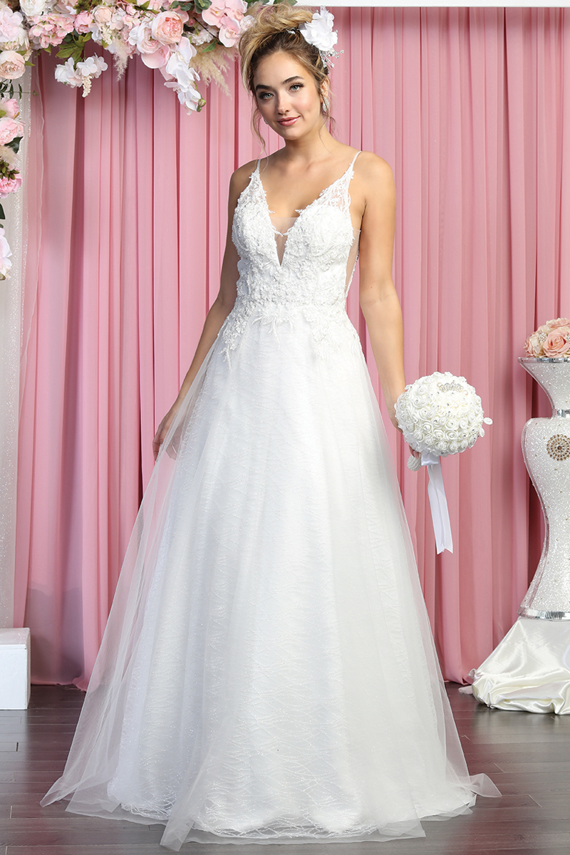 V neck A Line Bridal Gown